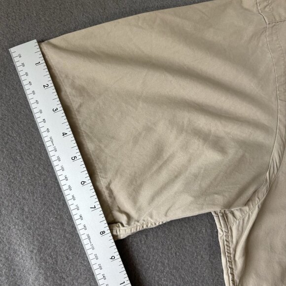 VTG Polo Ralph Lauren Mens Shirt Large Beige Button Down Short Sleeve Preppy Y2K - Picture 9 of 15